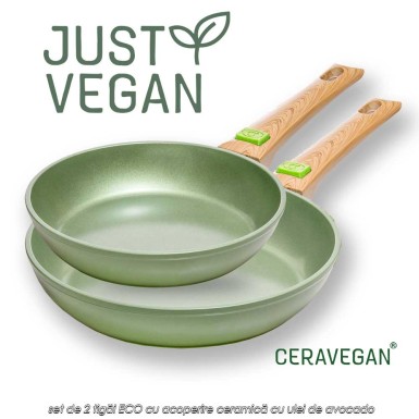 Just Vegan - set de 2 tigăi ECO din aluminiu cu acoperire ceramică cu ulei de avocado