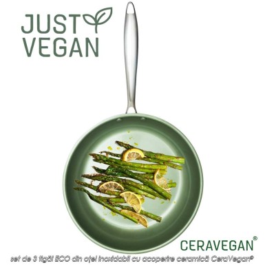 Just Vegan - set de 3 tigăi ECO din oțel inoxidabil cu acoperire ceramică cu ulei de avocado Just Vegan - set de 3 tigăi ECO din oțel inoxidabil cu acoperire ceramică cu ulei de avocado