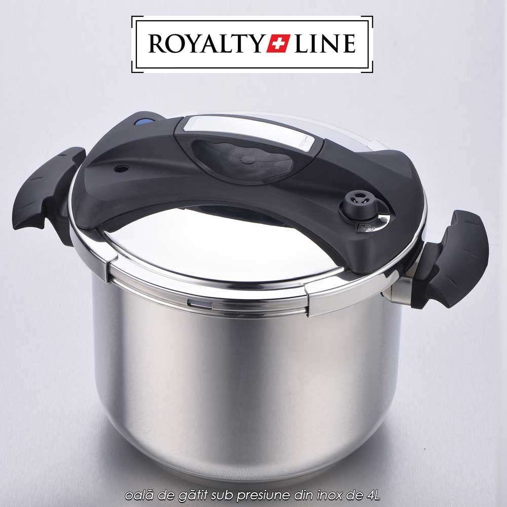 Royalty Line RL-PS4L - oală de gătit sub presiune din inox de 4L Royalty Line RL-PS4L - oală de gătit sub presiune din inox de 4L