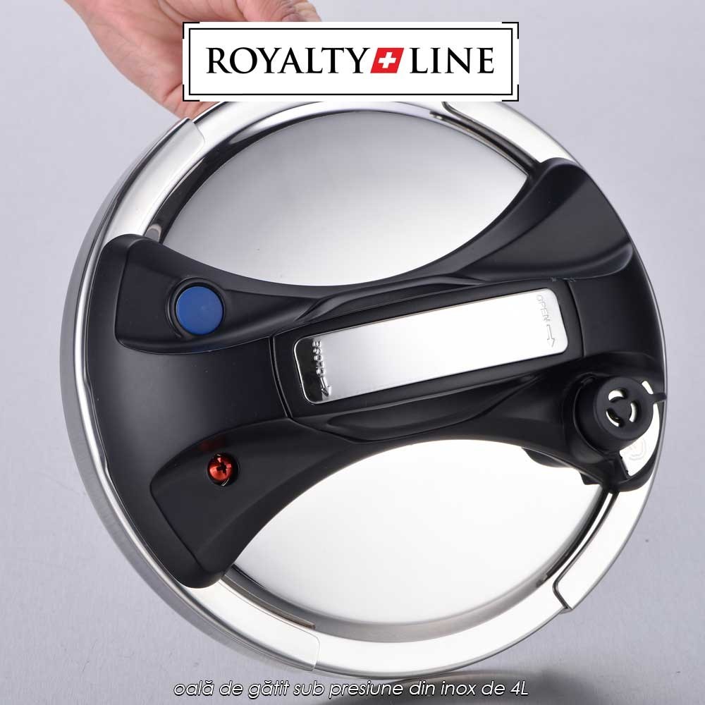 Royalty Line RL-PS4L - oală de gătit sub presiune din inox de 4L Royalty Line RL-PS4L - oală de gătit sub presiune din inox de 4L