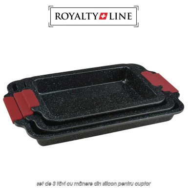 Royalty Line RL-CC3 - set de 3 tăvi cu mânere din silicon pentru cuptor Royalty Line RL-CC3 - set de 3 tăvi cu mânere din silicon pentru cuptor