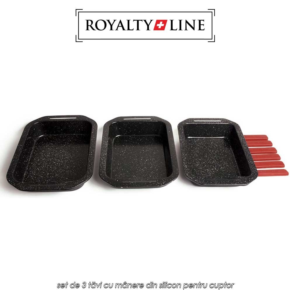 Royalty Line RL-CC3 - set de 3 tăvi cu mânere din silicon pentru cuptor