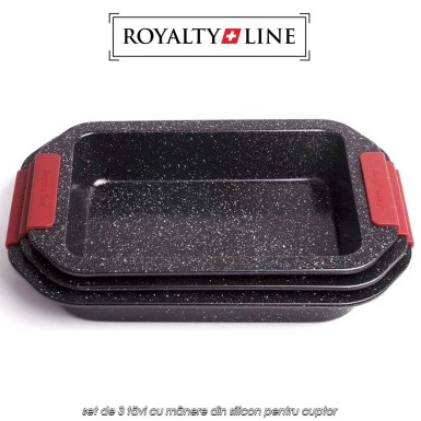 Royalty Line RL-CC3 - set de 3 tăvi cu mânere din silicon pentru cuptor Royalty Line RL-CC3 - set de 3 tăvi cu mânere din silicon pentru cuptor