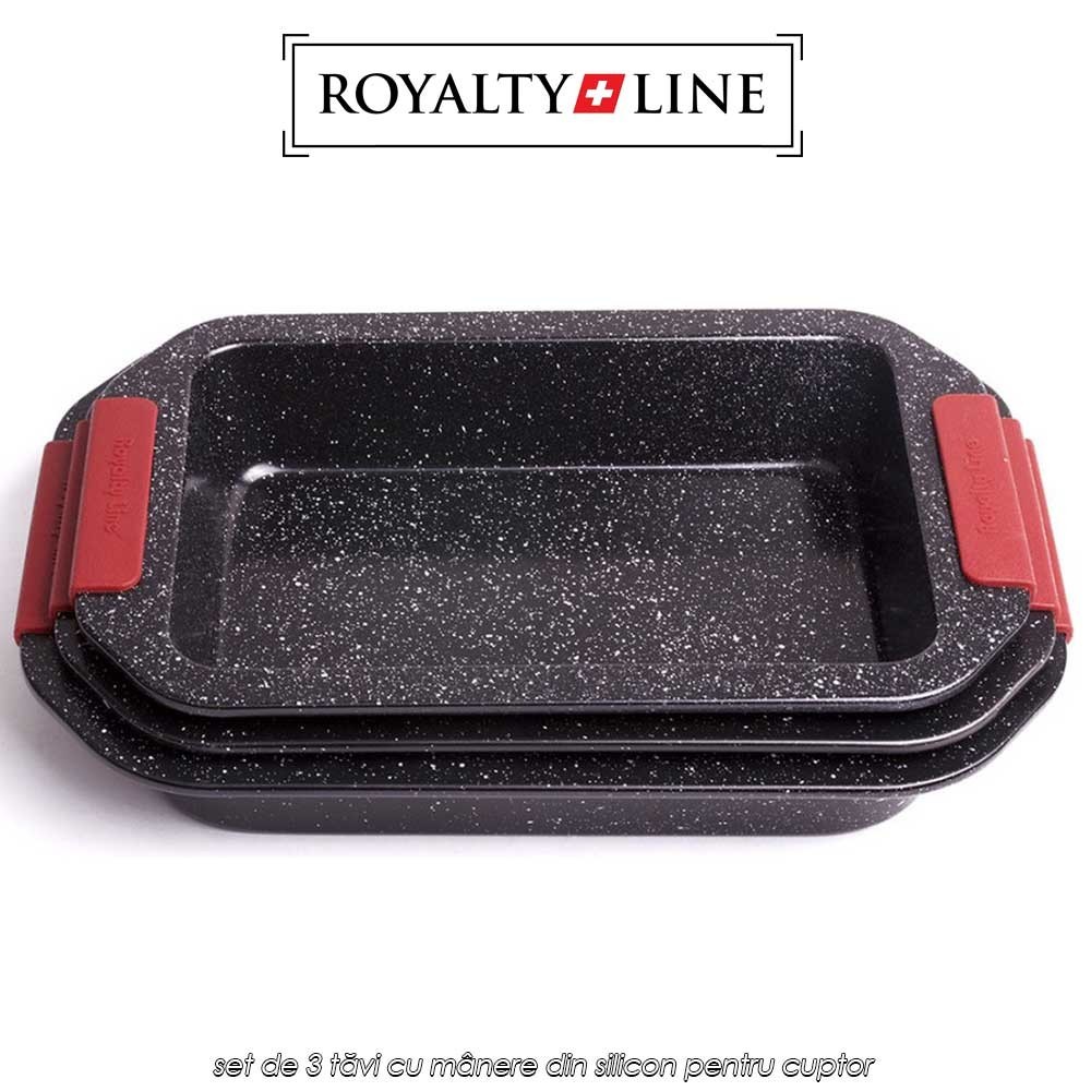 Royalty Line RL-CC3 - set de 3 tăvi cu mânere din silicon pentru cuptor