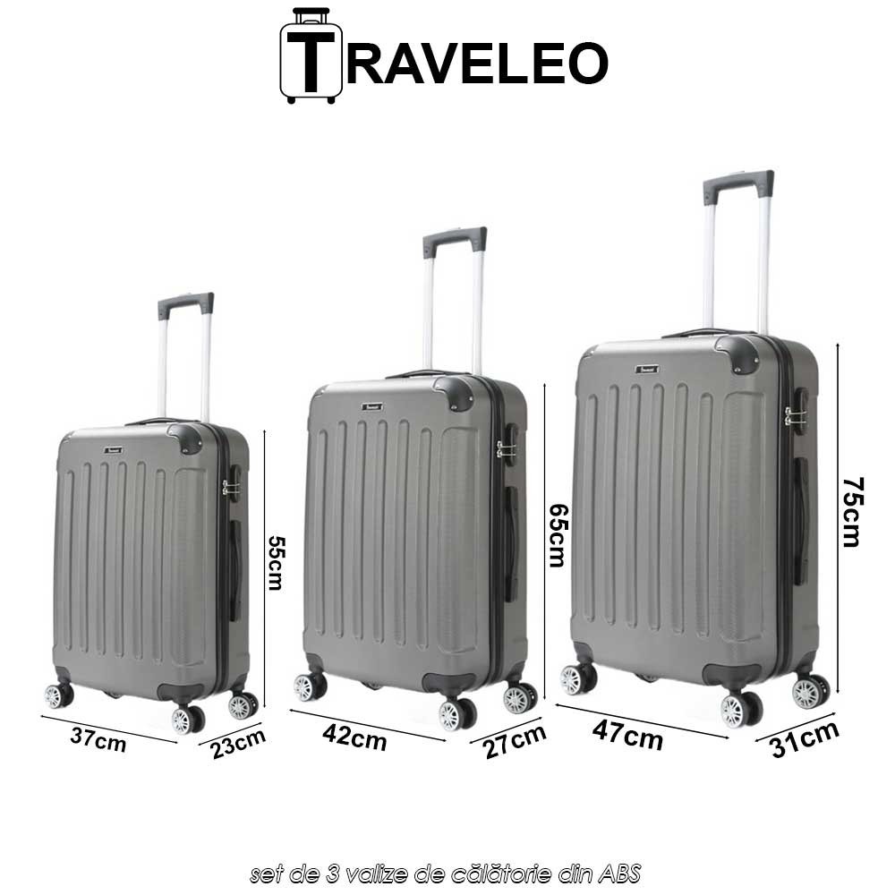 Traveleo ABS01S - set de 3 valize de călătorie din ABS
