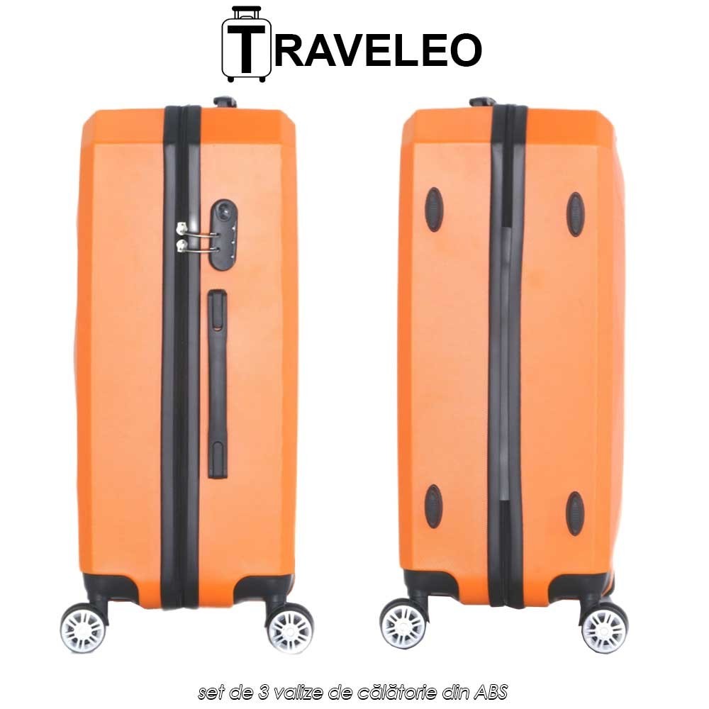 Traveleo ABS03OR - set de 3 valize de călătorie din ABS