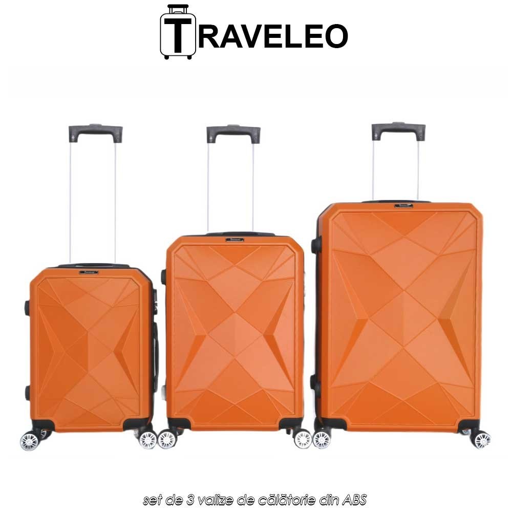 Traveleo ABS03OR - set de 3 valize de călătorie din ABS