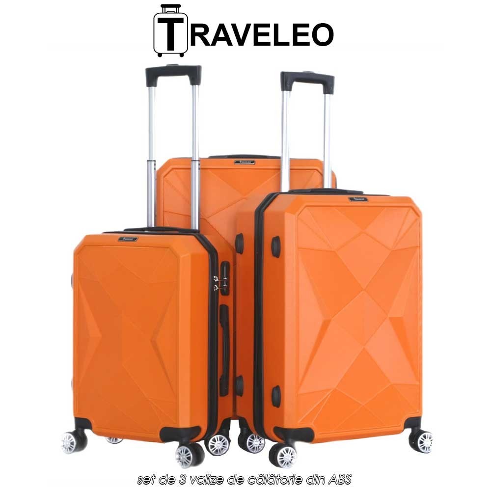 Traveleo ABS03OR - set de 3 valize de călătorie din ABS