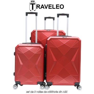 Traveleo ABS03R - set de 3 valize de călătorie din ABS