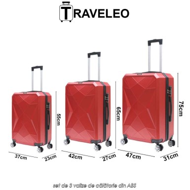 Traveleo ABS03R - set de 3 valize de călătorie din ABS Traveleo ABS03R - set de 3 valize de călătorie din ABS