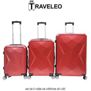Traveleo ABS03R - set de 3 valize de călătorie din ABS Traveleo ABS03R - set de 3 valize de călătorie din ABS