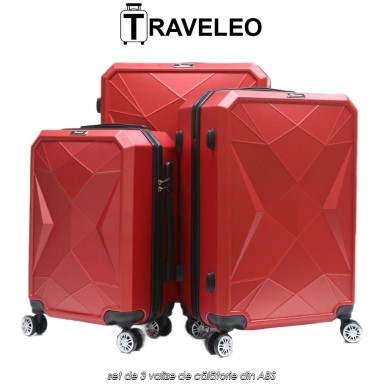Traveleo ABS03R - set de 3 valize de călătorie din ABS Traveleo ABS03R - set de 3 valize de călătorie din ABS