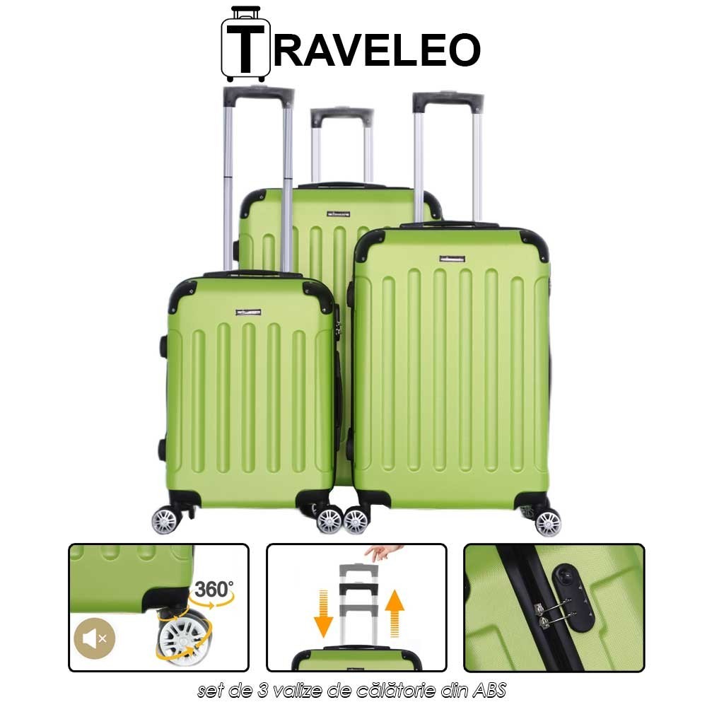 Traveleo ABS01LG - set de 3 valize de călătorie din ABS