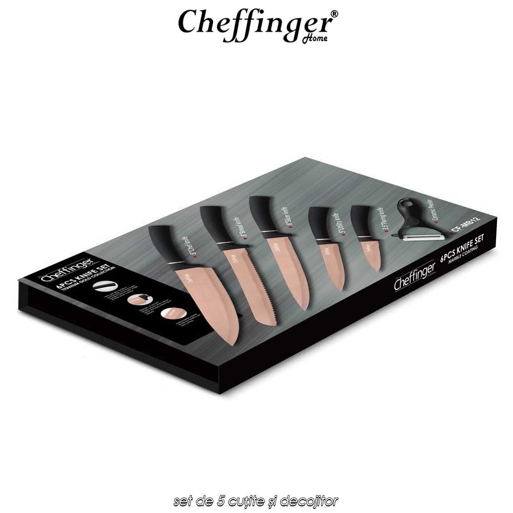 Cheffinger Home Titanium Knives MB12 - set de 5 cuțite și decojitor
