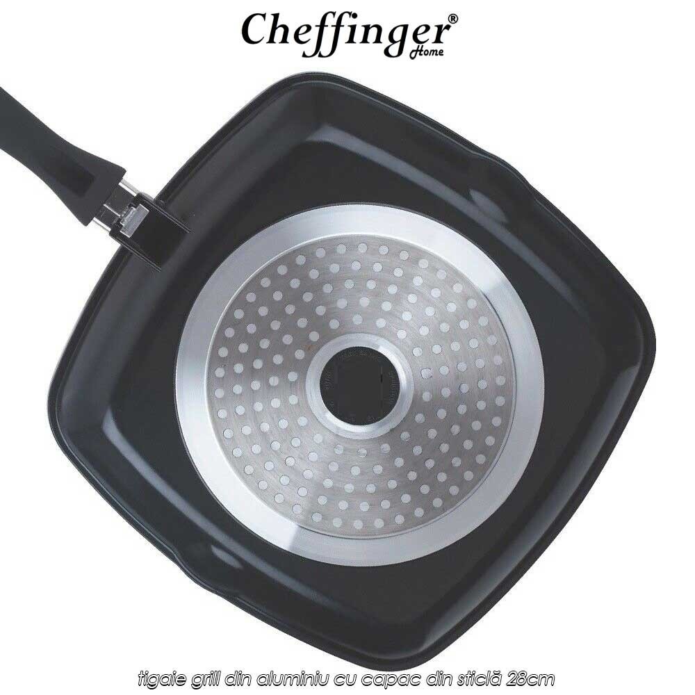 🍳Cheffinger Home GP28 | preț 129lei | tigaie grill din aluminiu cu capac din sticlă 28cm | Telestar 🍳Cheffinger Home GP28 | preț 129lei | tigaie grill din aluminiu cu capac din sticlă 28cm | Telestar