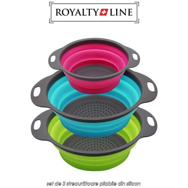 Royalty Line RL-20N09A - set de 3 strecurătoare pliabile din silicon Royalty Line RL-20N09A - set de 3 strecurătoare pliabile din silicon