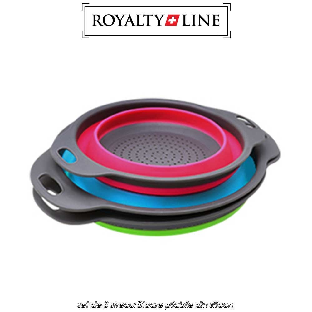 Royalty Line RL-20N09A - set de 3 strecurătoare pliabile din silicon Royalty Line RL-20N09A - set de 3 strecurătoare pliabile din silicon