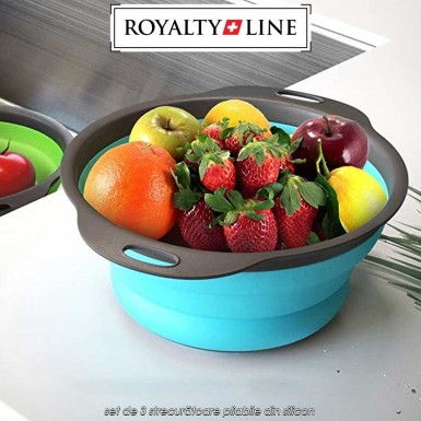Royalty Line RL-20N09A - set de 3 strecurătoare pliabile din silicon Royalty Line RL-20N09A - set de 3 strecurătoare pliabile din silicon