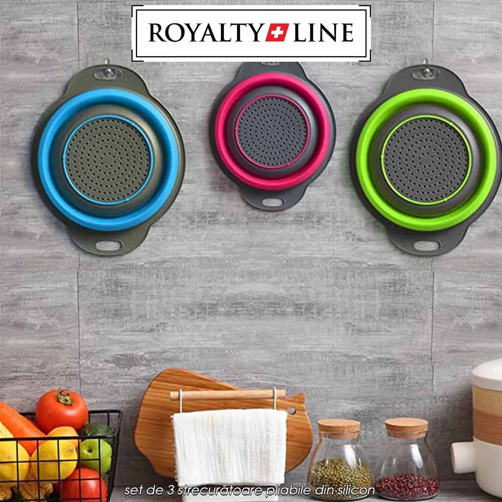 Royalty Line RL-20N09A - set de 3 strecurătoare pliabile din silicon Royalty Line RL-20N09A - set de 3 strecurătoare pliabile din silicon