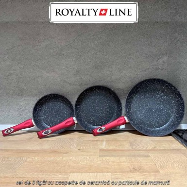 Royalty Line RL-FM3F - set de 3 tigăi cu acoperire de ceramică cu particule de marmură Royalty Line RL-FM3F - set de 3 tigăi cu acoperire de ceramică cu particule de marmură