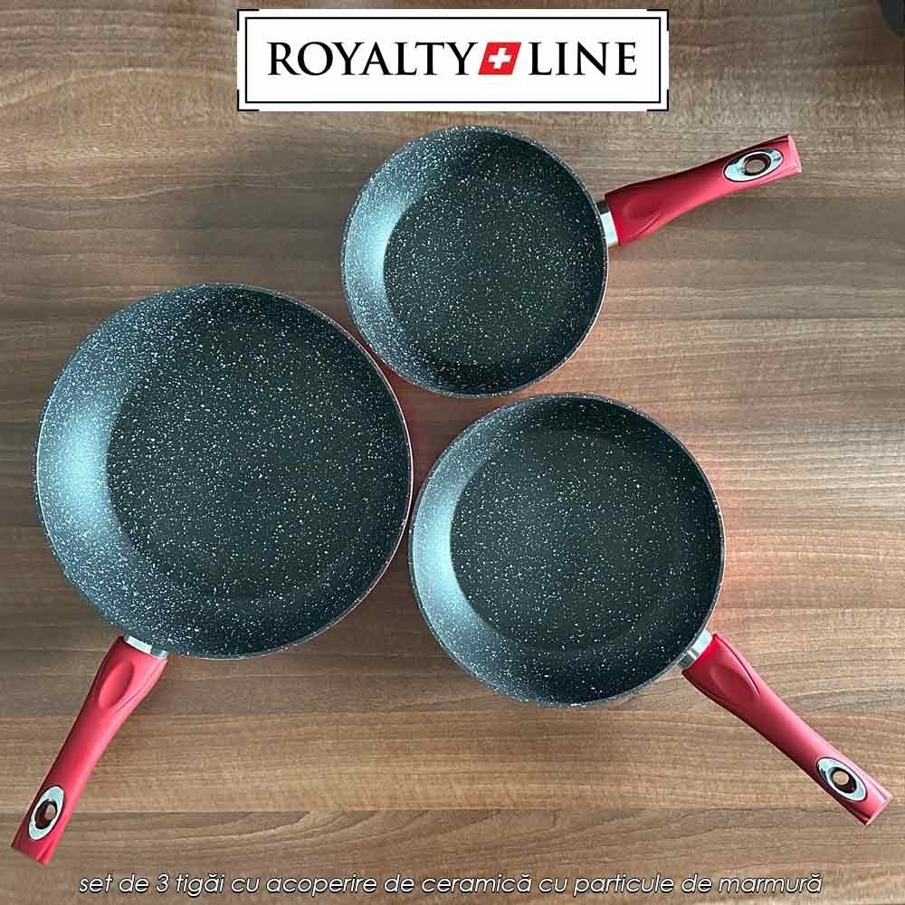 Royalty Line RL-FM3F - set de 3 tigăi cu acoperire de ceramică cu particule de marmură Royalty Line RL-FM3F - set de 3 tigăi cu acoperire de ceramică cu particule de marmură
