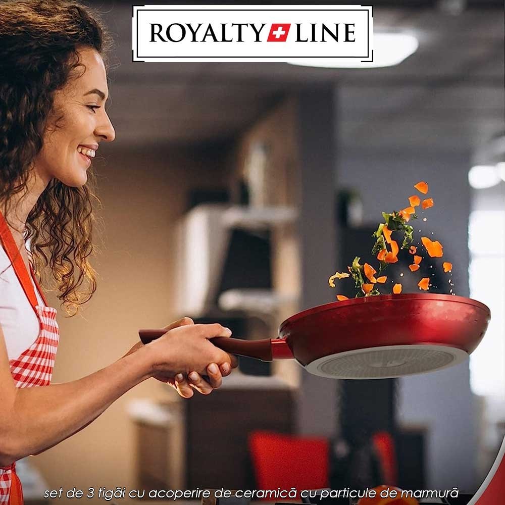 Royalty Line RL-FM3F - set de 3 tigăi cu acoperire de ceramică cu particule de marmură Royalty Line RL-FM3F - set de 3 tigăi cu acoperire de ceramică cu particule de marmură