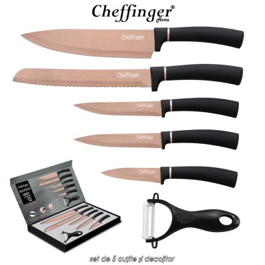 Cheffinger Home Titanium Knives MB12 - set de 5 cuțite și decojitor Cheffinger Home Titanium Knives MB12 - set de 5 cuțite și decojitor