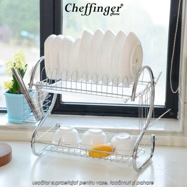 Cheffinger Home CF-DR01 - uscător supraetajat pentru vase, tacâmuri și pahare Cheffinger Home CF-DR01 - uscător supraetajat pentru vase, tacâmuri și pahare