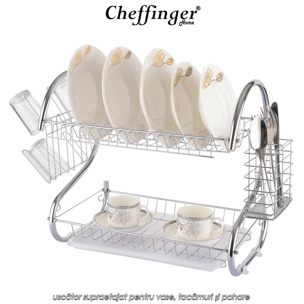 Cheffinger Home CF-DR01 - uscător supraetajat pentru vase, tacâmuri și pahare