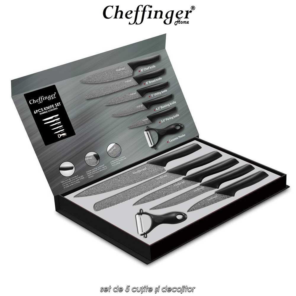 Cheffinger Home MB05 - set de 5 cuțite și decojitor Cheffinger Home MB05 - set de 5 cuțite și decojitor