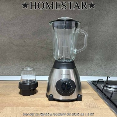 HomeStar GIB1.5 - blender cu râșniță și recipient din sticlă de 1.5 litri HomeStar GIB1.5 - blender cu râșniță și recipient din sticlă de 1.5 litri