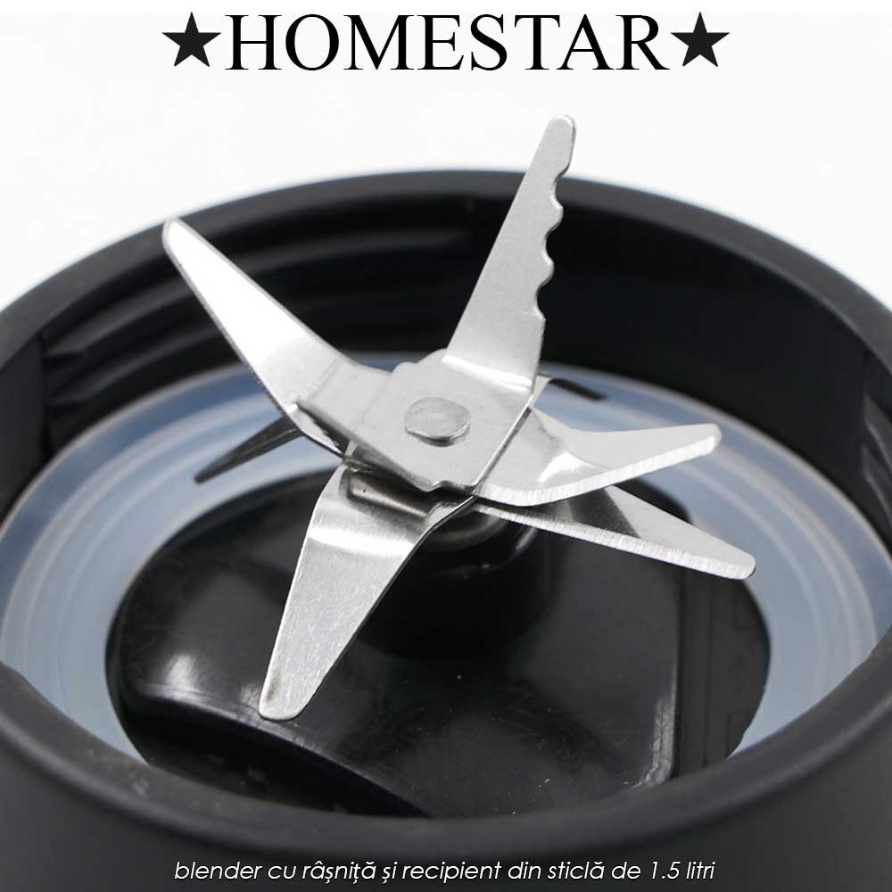 HomeStar GIB1.5 - blender cu râșniță și recipient din sticlă de 1.5 litri HomeStar GIB1.5 - blender cu râșniță și recipient din sticlă de 1.5 litri