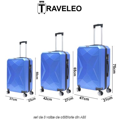 Traveleo ABS03BL - set de 3 valize de călătorie din ABS Traveleo ABS03BL - set de 3 valize de călătorie din ABS