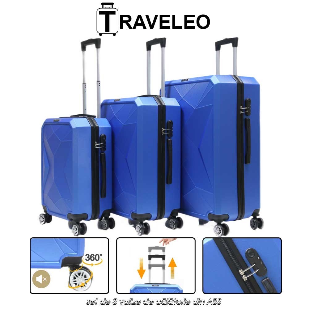 Traveleo ABS03BL - set de 3 valize de călătorie din ABS