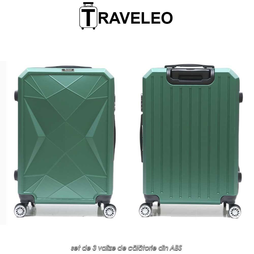 Traveleo ABS03GR - set de 3 valize de călătorie din ABS