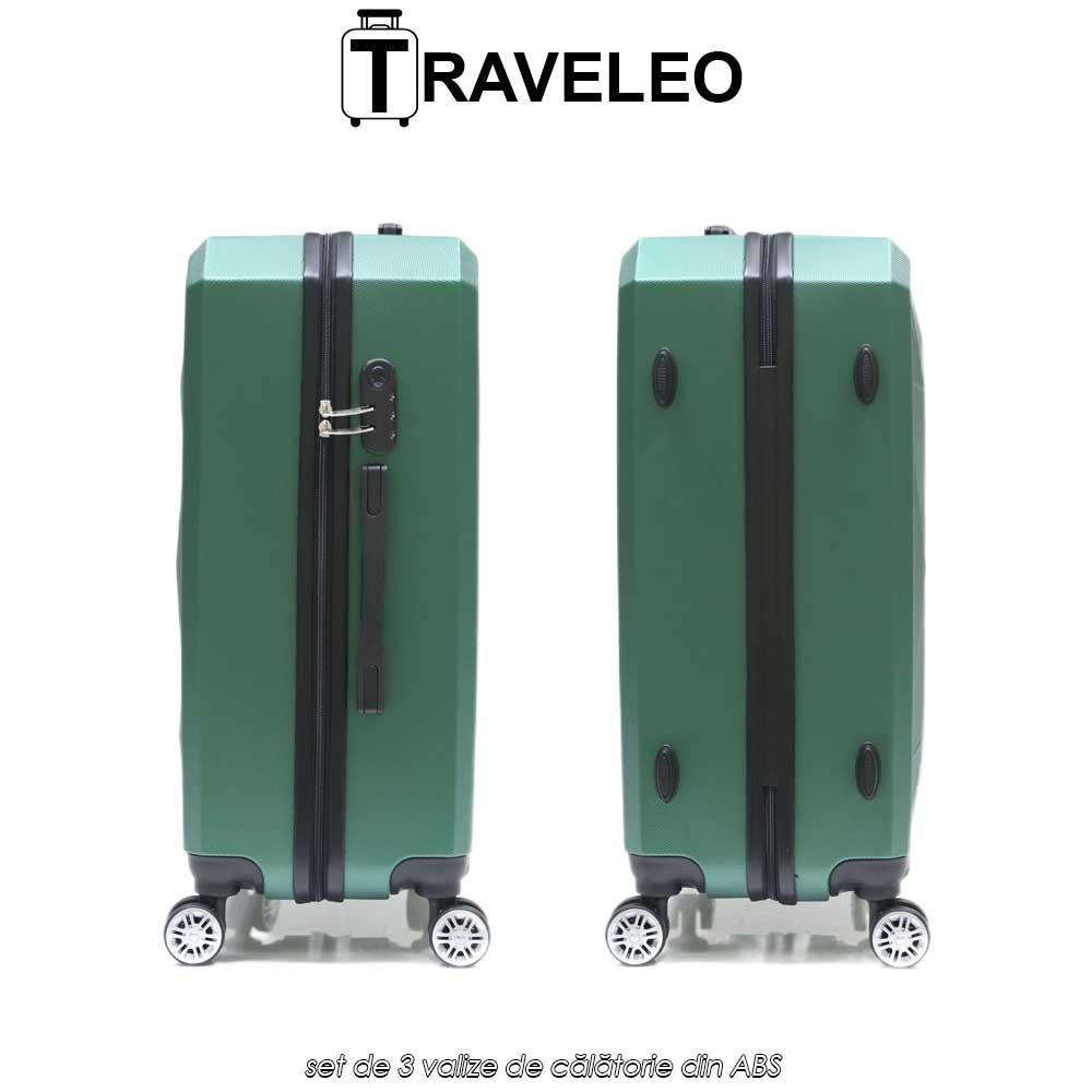 Traveleo ABS03GR - set de 3 valize de călătorie din ABS