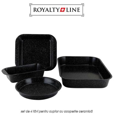 Royalty Line RL-4BS - set de 4 tăvi pentru cuptor cu acoperire ceramică