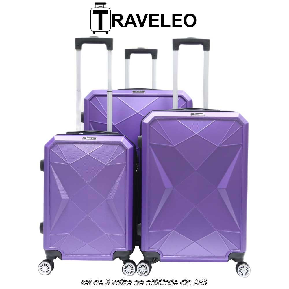 Traveleo ABS03PUR - set de 3 valize de călătorie din ABS