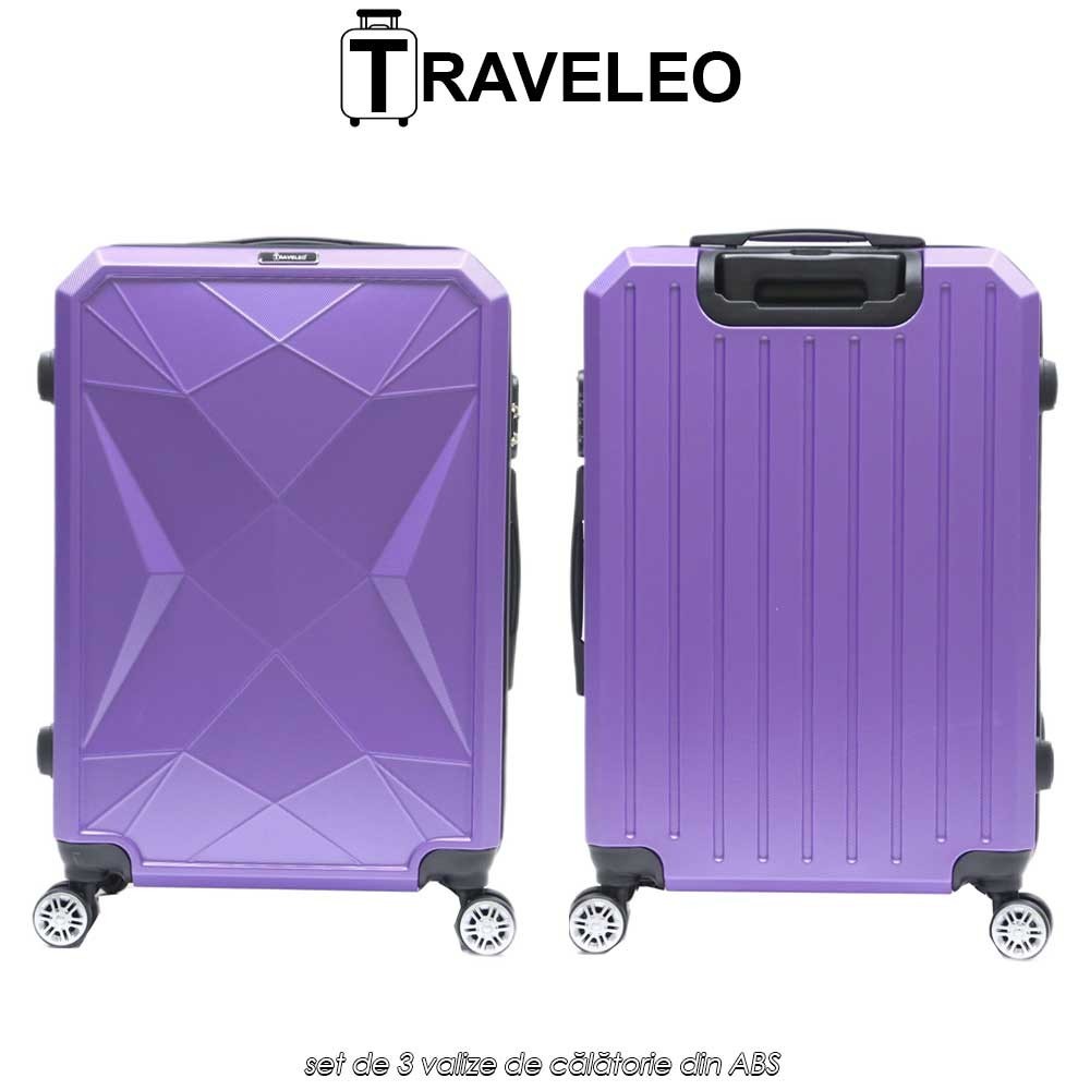 Traveleo ABS03PUR - set de 3 valize de călătorie din ABS