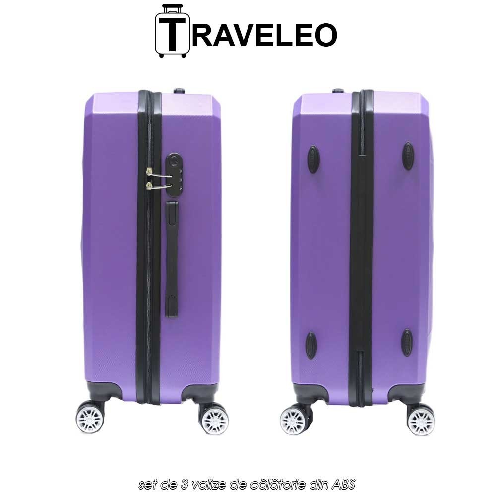 Traveleo ABS03PUR - set de 3 valize de călătorie din ABS