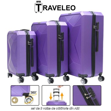 Traveleo ABS03PUR - set de 3 valize de călătorie din ABS Traveleo ABS03PUR - set de 3 valize de călătorie din ABS