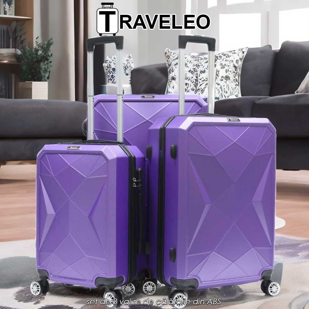 Traveleo ABS03PUR - set de 3 valize de călătorie din ABS