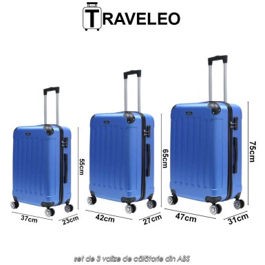 Traveleo ABS01BL - set de 3 valize de călătorie din ABS Traveleo ABS01BL - set de 3 valize de călătorie din ABS