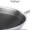 Cheffinger Home PW32N - tigaie wok premium din oțel inoxidabil cu model de fagure 32cm