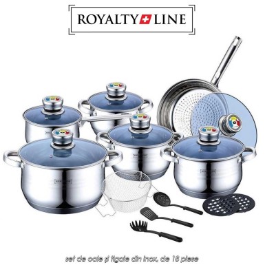 Royalty Line RL-1801B - set complet din 18 piese ce conține 5 oale, 1 tigaie și accesorii Royalty Line RL-1801B - set complet din 18 piese ce conține 5 oale, 1 tigaie și accesorii