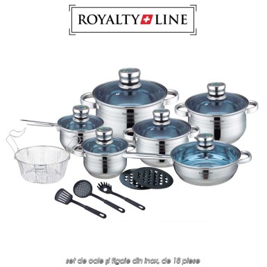Royalty Line RL-1801B - set complet din 18 piese ce conține 5 oale, 1 tigaie și accesorii Royalty Line RL-1801B - set complet din 18 piese ce conține 5 oale, 1 tigaie și accesorii