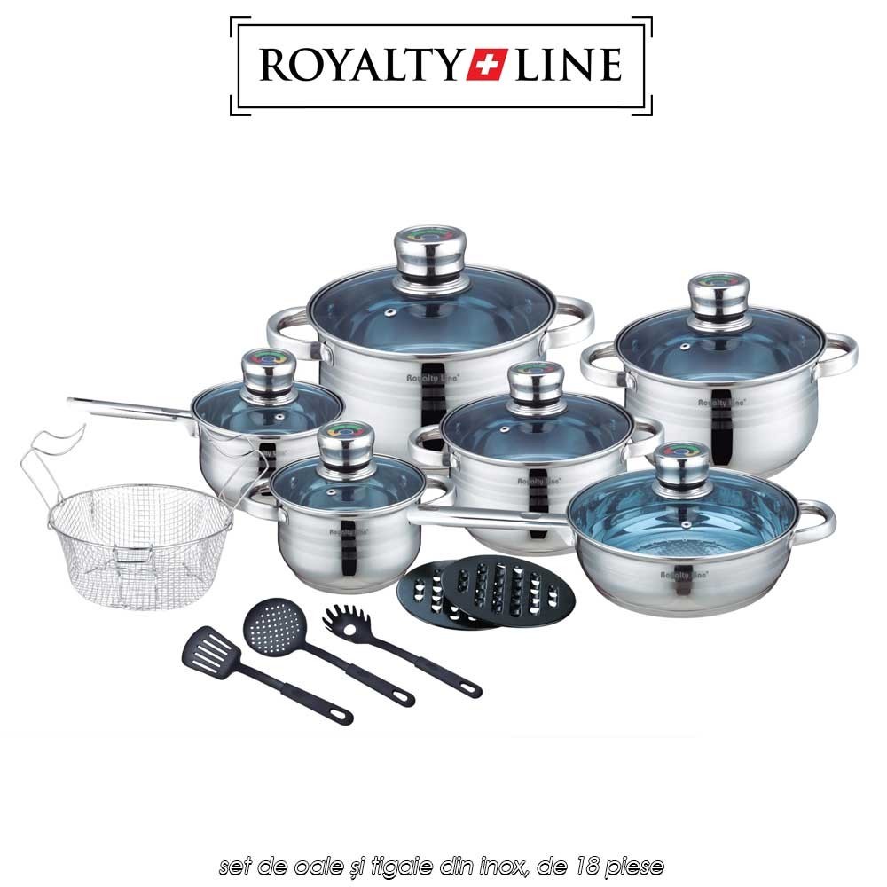 Royalty Line RL-1801B - set complet din 18 piese ce conține 5 oale, 1 tigaie și accesorii