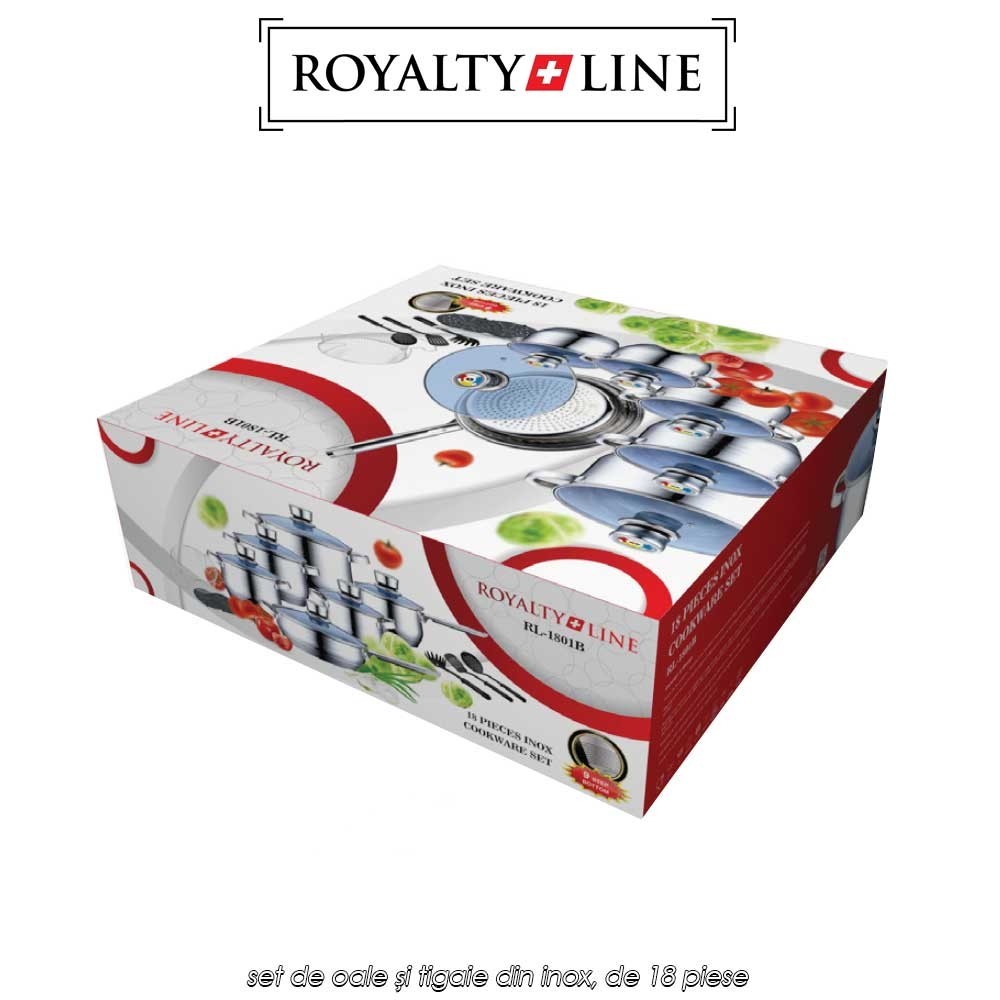 Royalty Line RL-1801B - set complet din 18 piese ce conține 5 oale, 1 tigaie și accesorii