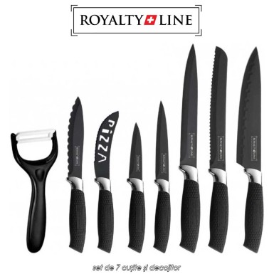 Royalty Line RL-BLK7-W - set de 7 cuțite și decojitor