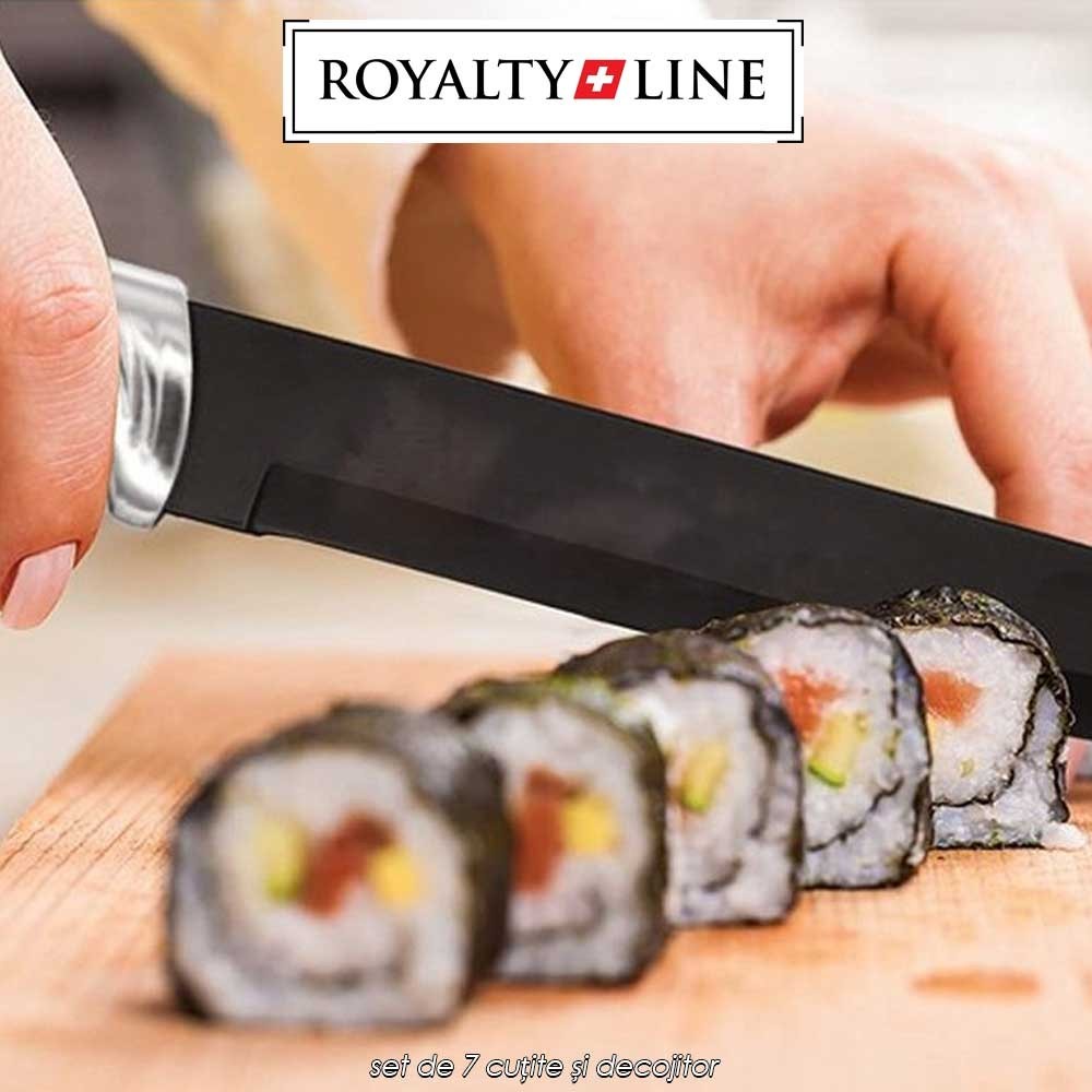 Royalty Line RL-BLK7-W - set de 7 cuțite și decojitor